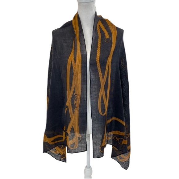 ❣️HP❣️ Lauren Ralph Lauren Wool Wrap/Scarf OS Black/Brown - Picture 6 of 13